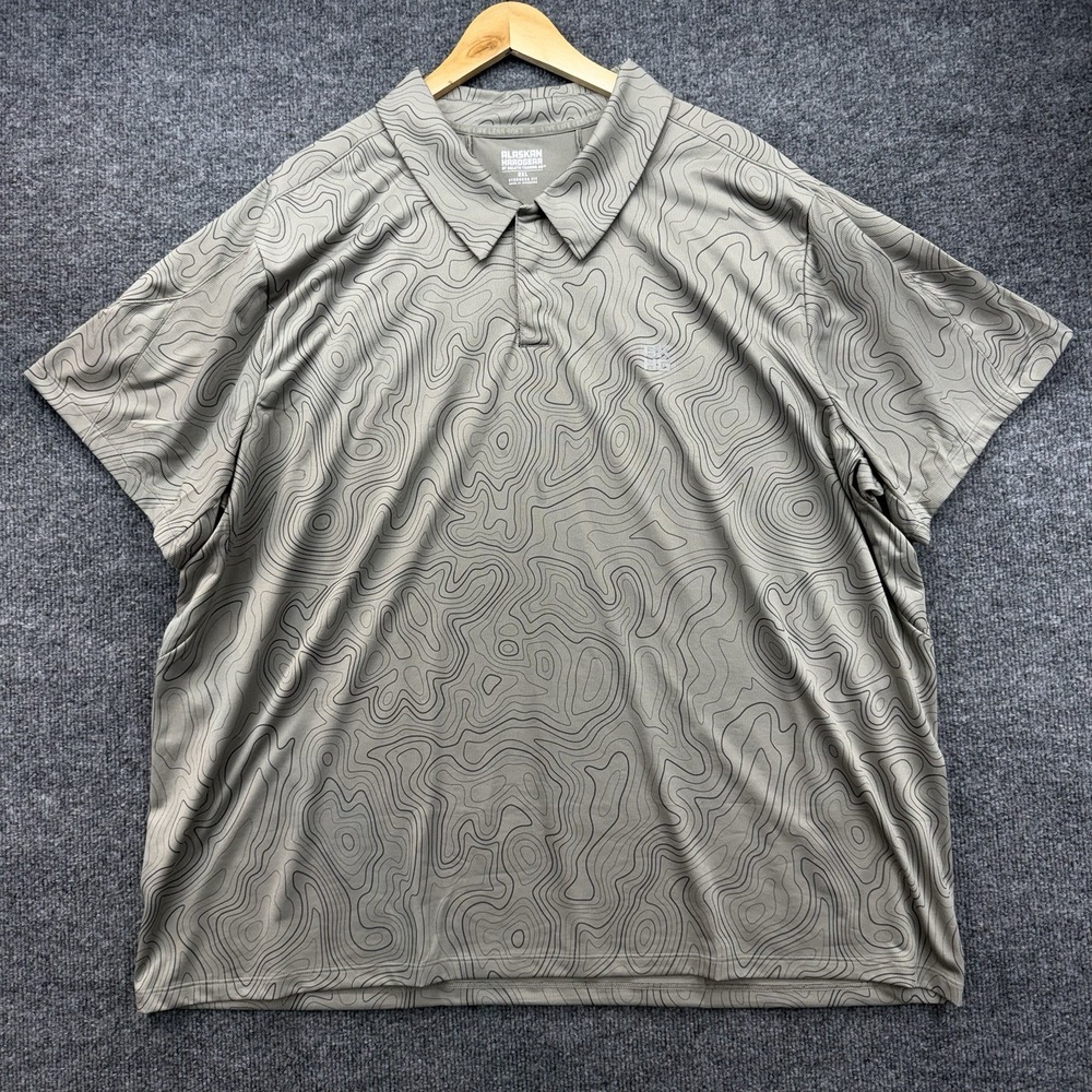 Alaskan Hardgear Topo Camo Map Shirt‎ Mens 2XL Short Sleeve Performance Polo